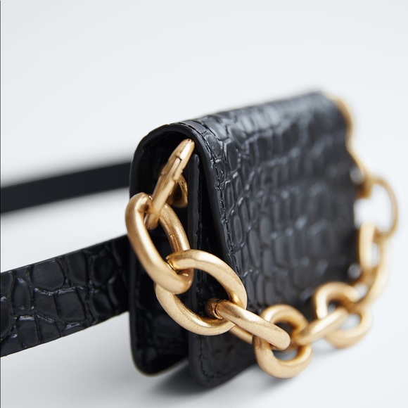 Zara Mini Belt Bag Appliqué Croc Print With Chain